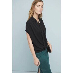 NWT New Anthropologie Black Short-Sleeve suplice sweater sz XL